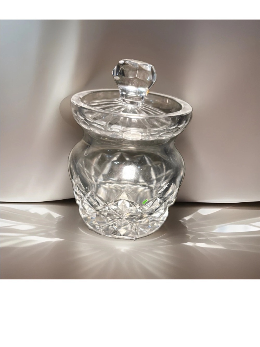 Cut Crystal Preserve Jam Mustard Condiment Jar w/ Lid/ No Spoon